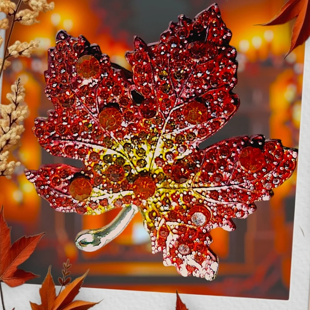 Sparkling Maple Leaf Brooch